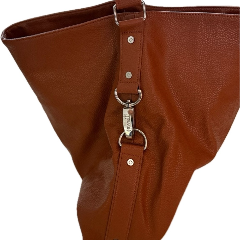 New Jewell By Thirty One Large Pebbled Brown Vegan Leather Shoulder Bag Purse - Picture 3 of 4